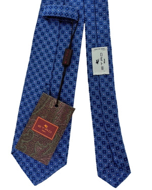 Etro Tie Blue Pink Micro Square Grid Pattern