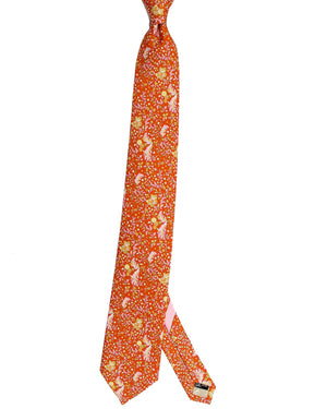 Salvatore Ferragamo Silk Tie Orange Floral SALE