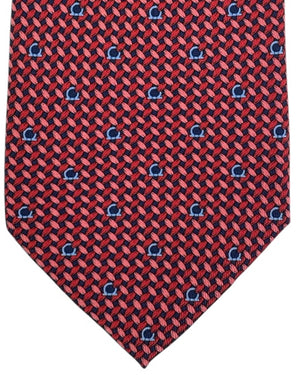Salvatore Ferragamo Silk Tie Red Pink Maglia Gancini Design
