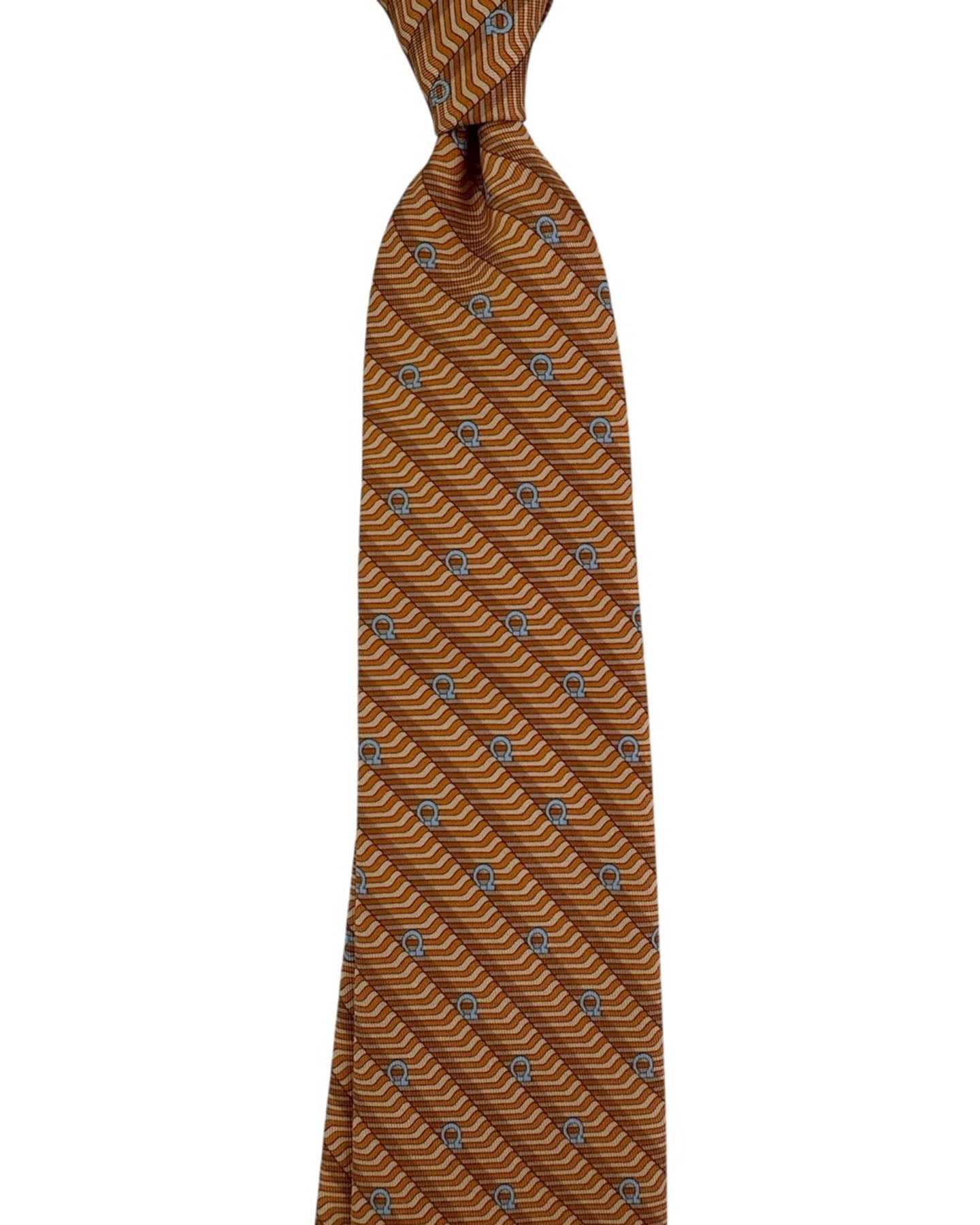 Salvatore Ferragamo Tie Orange Gancini Pattern