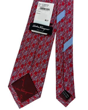 Salvatore Ferragamo Tie Blue Giraffes on Red