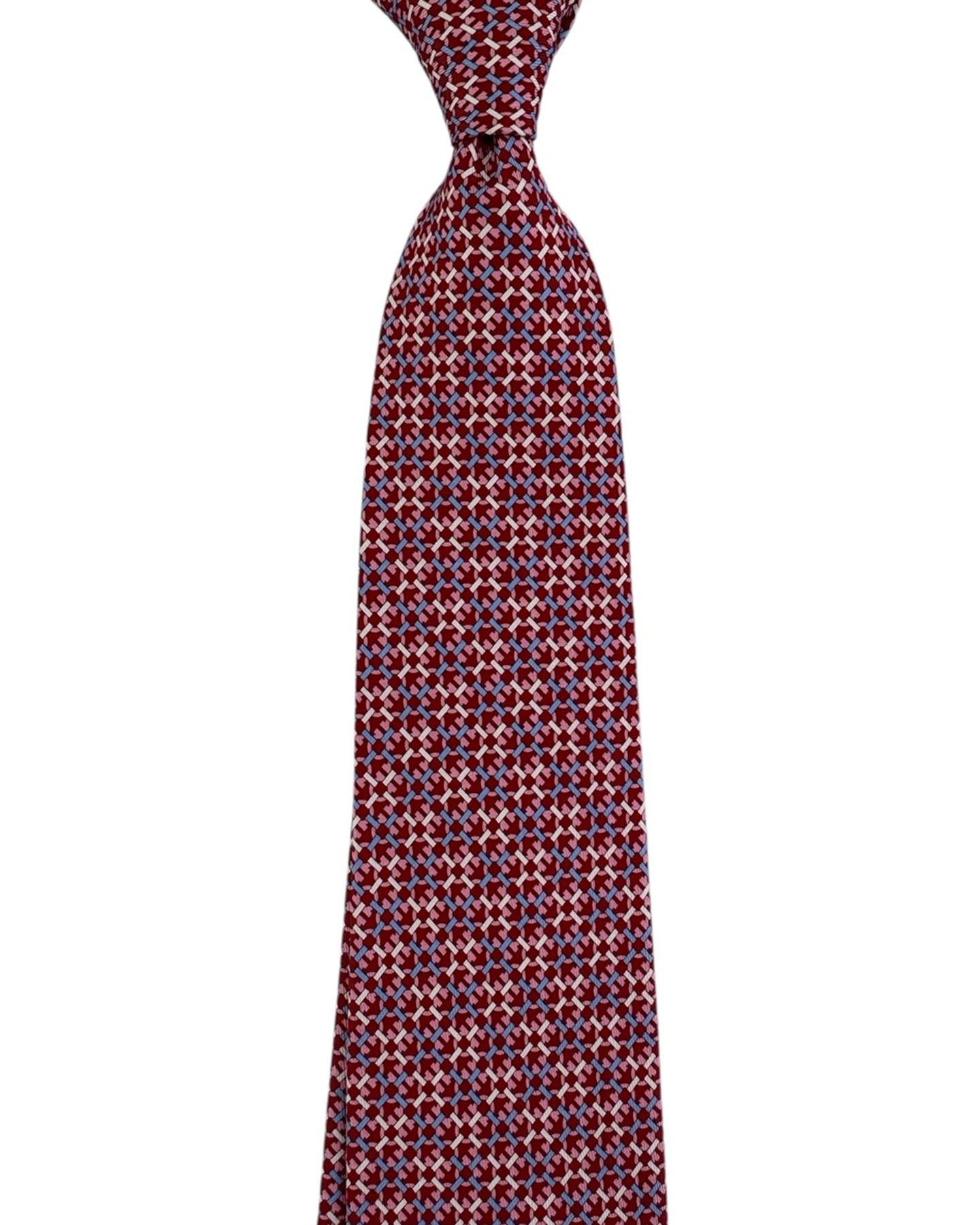 Salvatore Ferragamo Tie Red Pink Geometric Gancini
