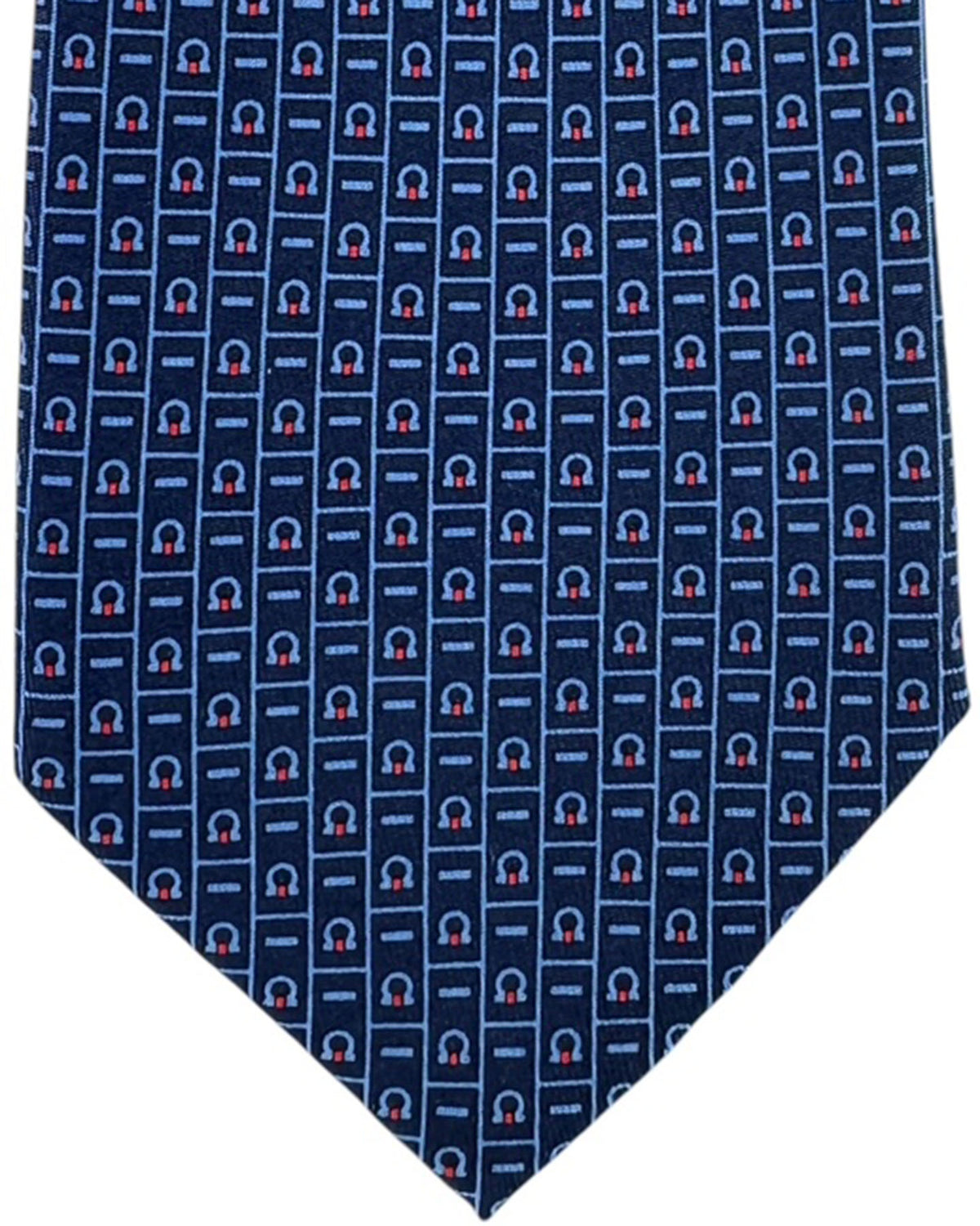 Salvatore Ferragamo Tie Navy Blue With Gancini Pattern