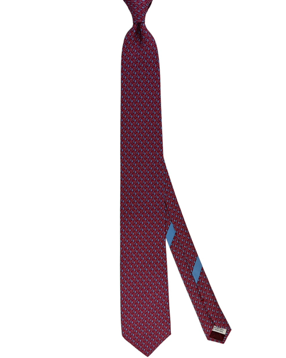 Ferragamo Tie Red Blue Horse & Gancini Pattern