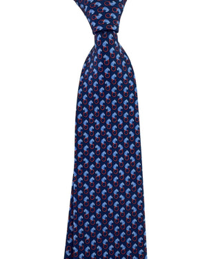 Salvatore Ferragamo Tie Navy Red Majestic Tiger & Gancini