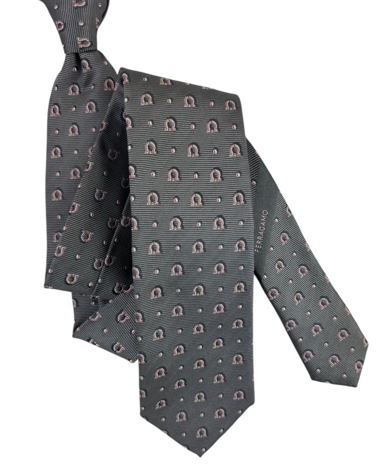 Salvatore Ferragamo Tie Gray Gancini - Narrow Cut