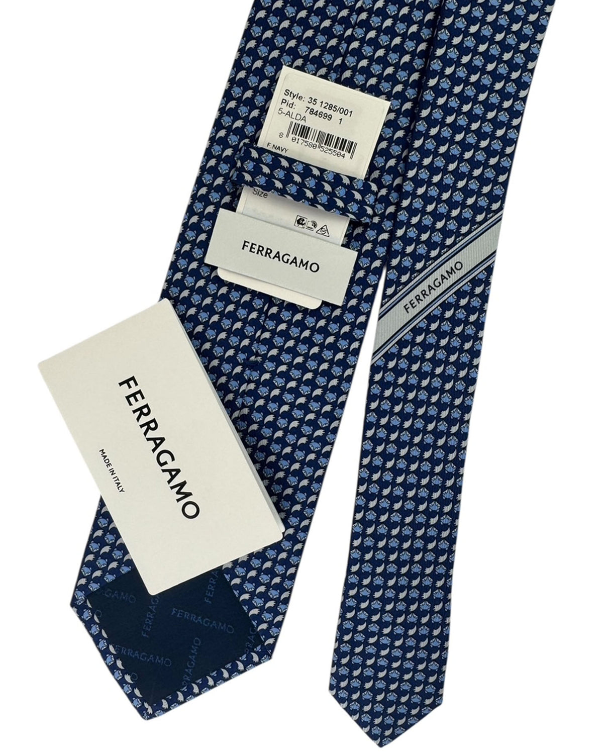 Salvatore Ferragamo Tie Navy Blue Fox Tail Design - Fall/ Winter 2025/ 2026 Collection