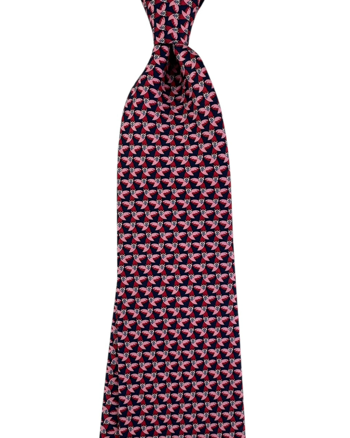 Salvatore Ferragamo Tie Dark Blue Pink With Owl Pattern