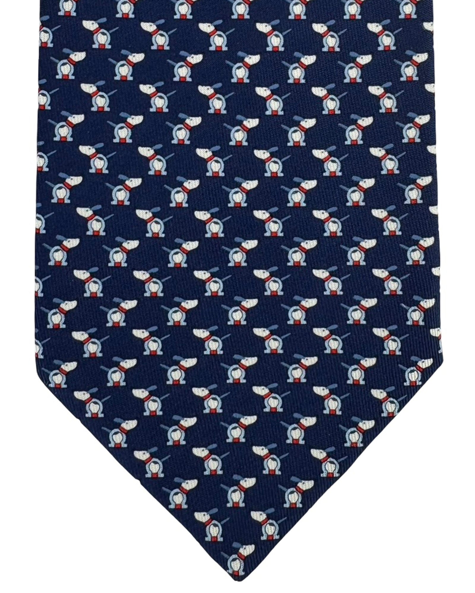 Salvatore Ferragamo Tie Navy Blue Dog - Novelty