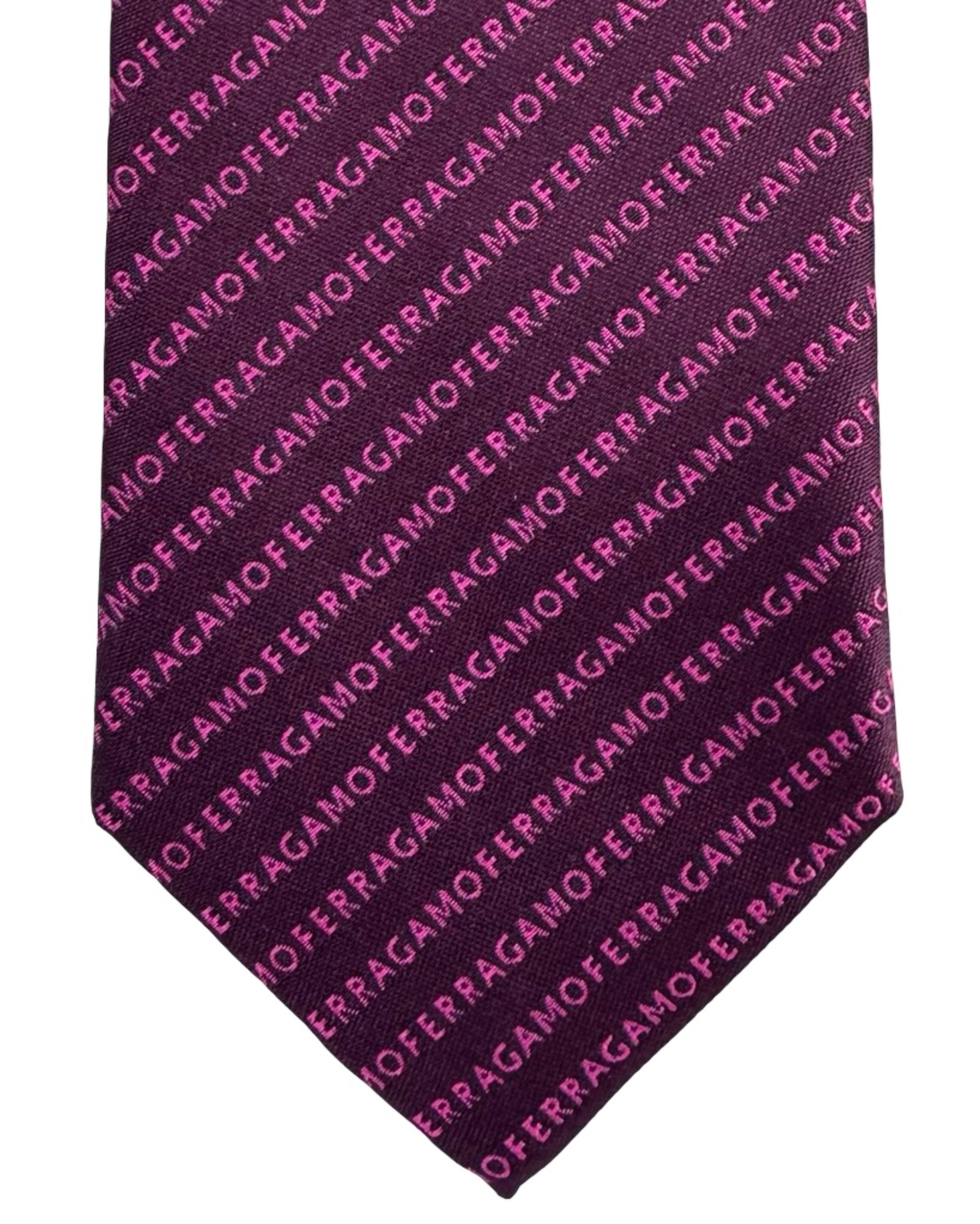 Salvatore Ferragamo Signature Tie Bordeaux Pink Logo Design