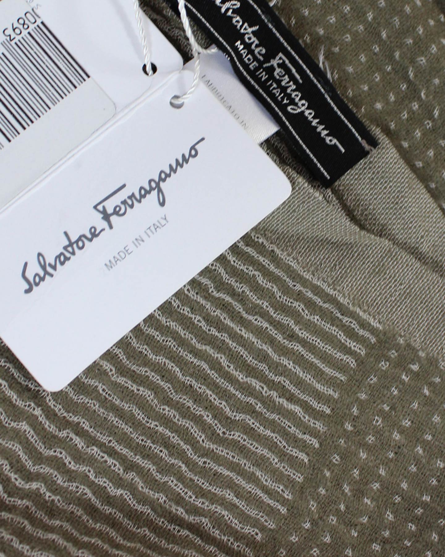 Salvatore Ferragamo Scarf Sage Green - Wool Cotton Shawl