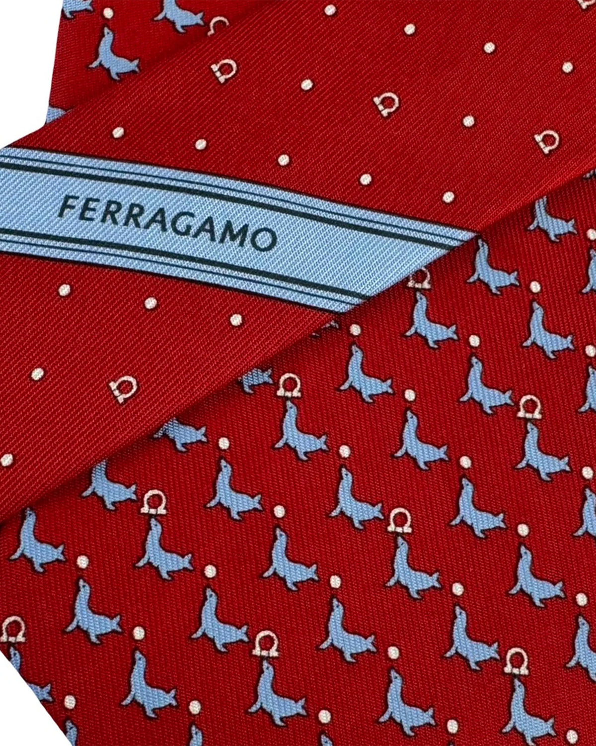 Salvatore Ferragamo Tie Red Seal Gancini Pattern