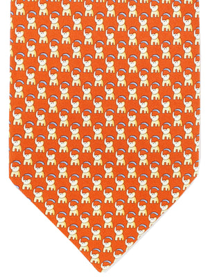 Salvatore Ferragamo Tie Dark Orange Elephant Novelty