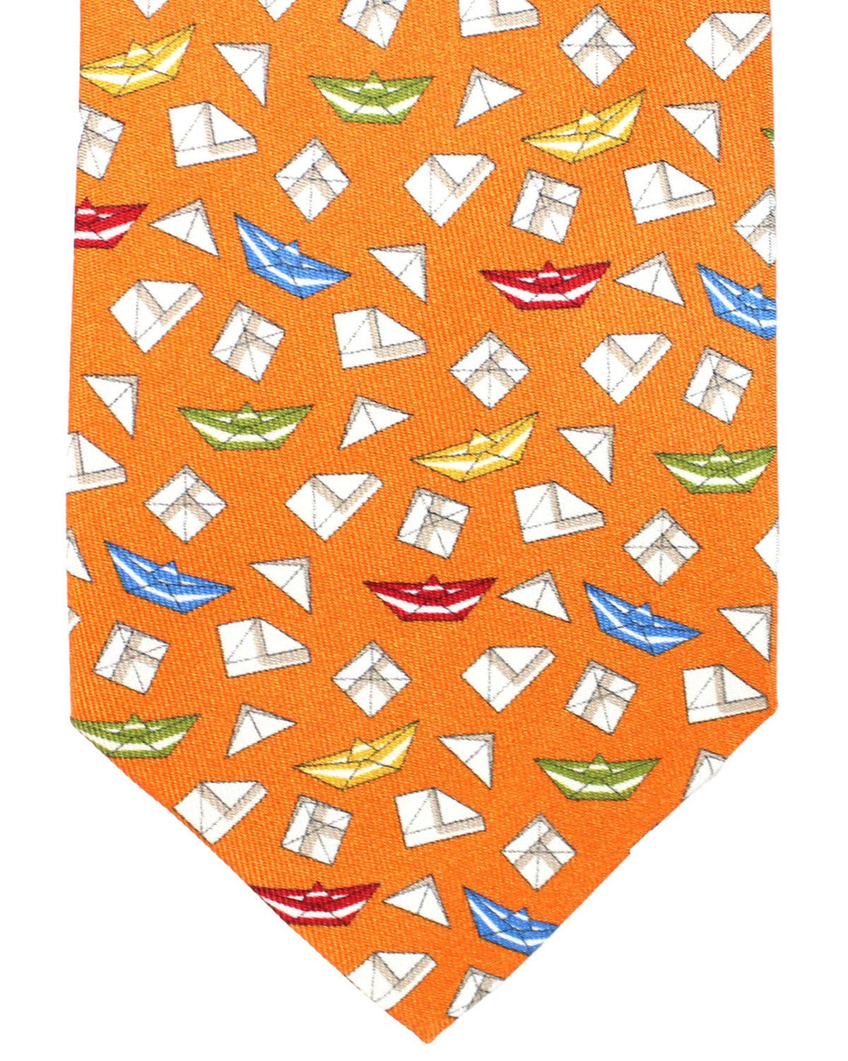 Salvatore Ferragamo Silk Tie Orange Origami Novelty Design