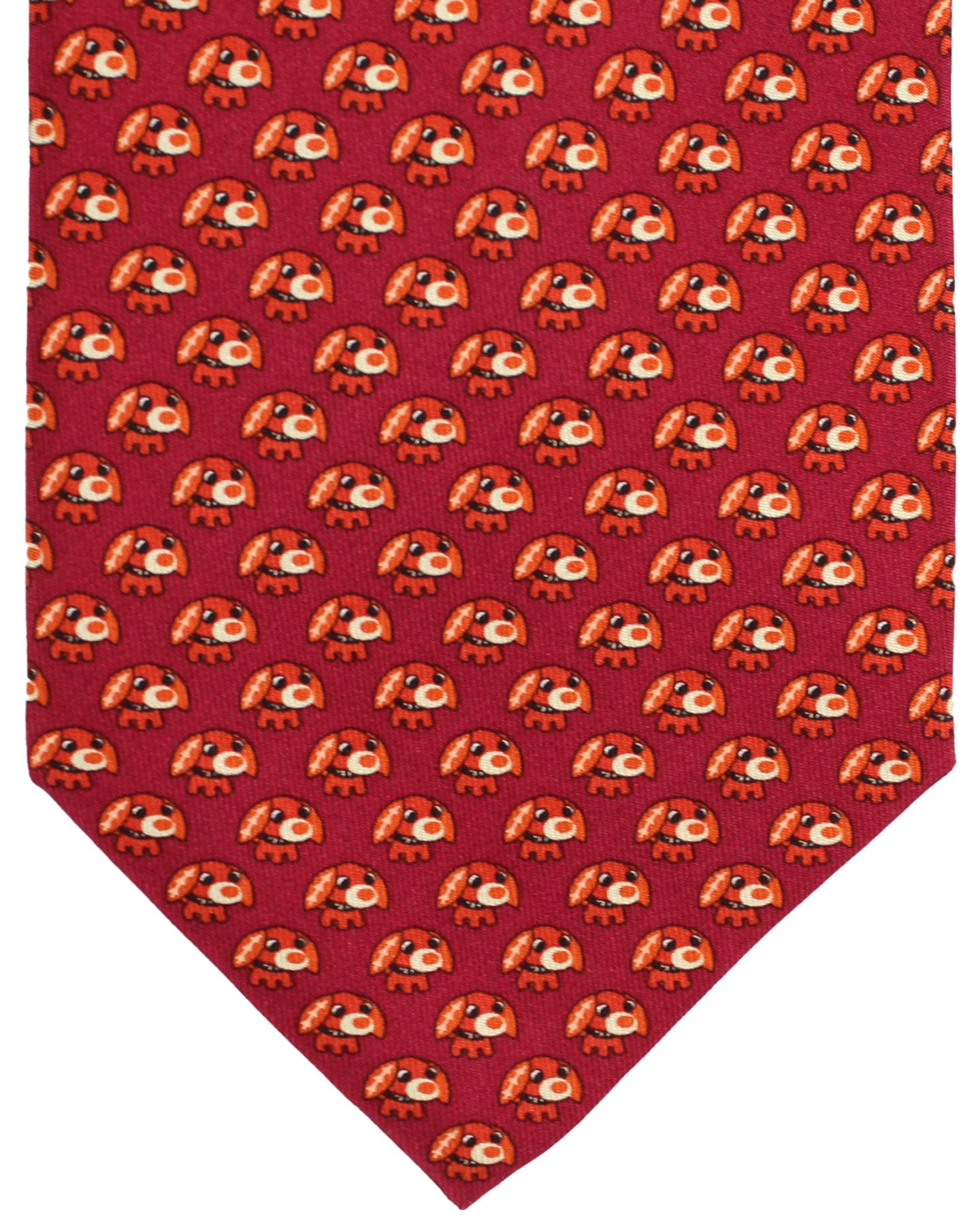 Salvatore Ferragamo Tie Bordeaux Dog Novelty FINAL SALE