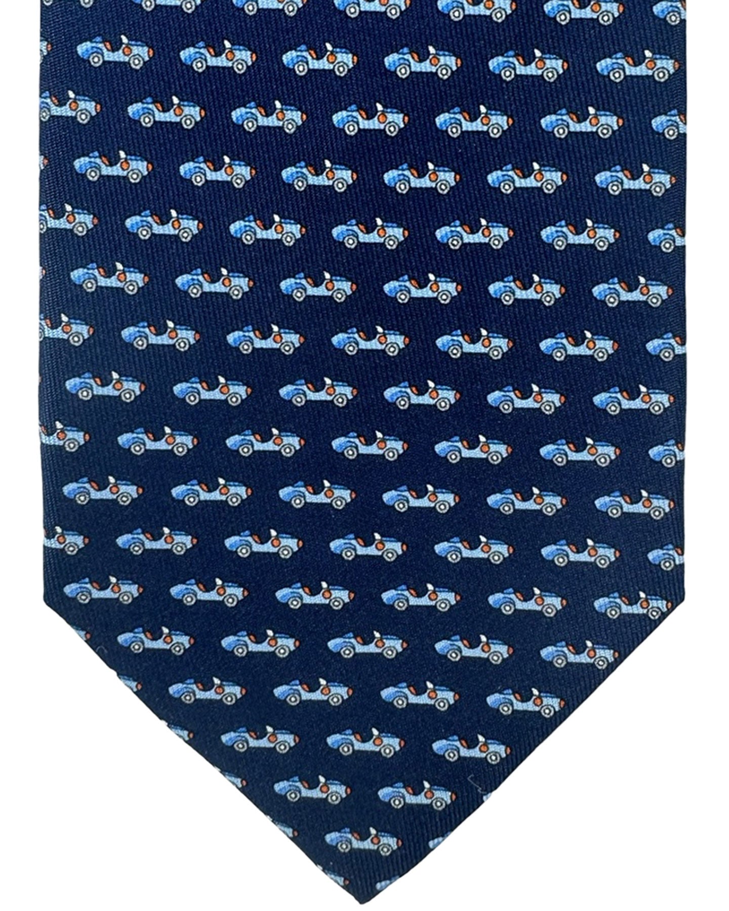 Salvatore Ferragamo Silk Tie Navy Novelty Car