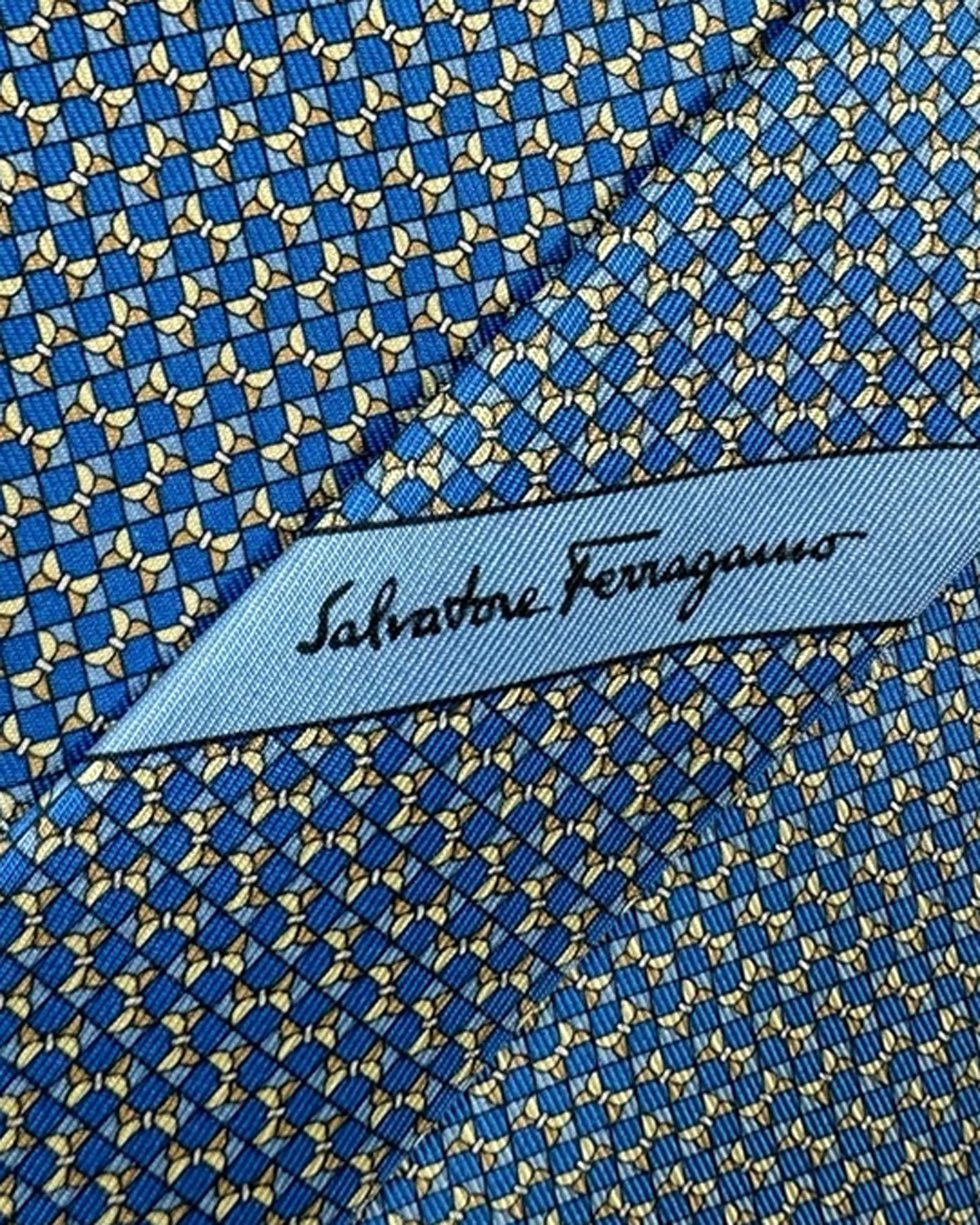 Salvatore Ferragamo Silk Tie Navy Butterfly Design