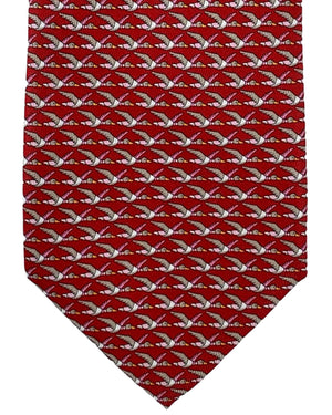 Salvatore Ferragamo Silk Tie Maroon Duck Design