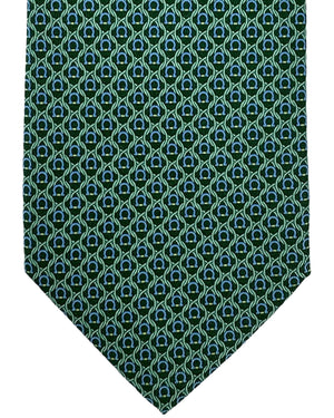 Salvatore Ferragamo Tie Green Interlocking Gancini