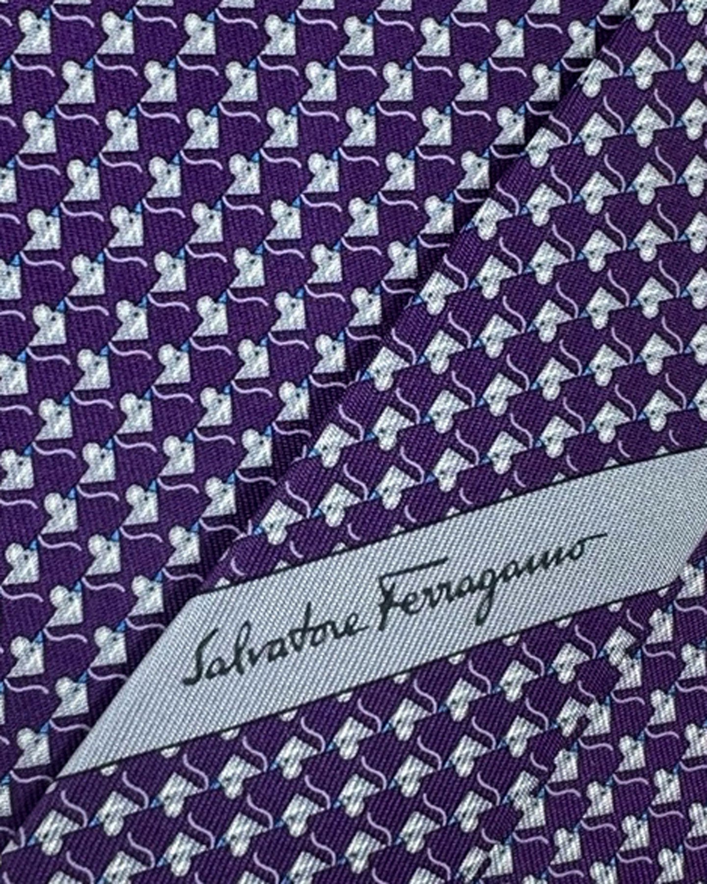 Salvatore Ferragamo Silk Tie Purple Novelty Mouse