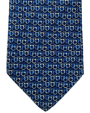 Salvatore Ferragamo Silk Tie Navy Interlocking Gancini