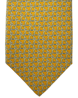 Salvatore Ferragamo Silk Tie Orange Yellow Baroque Interlocking Gancini