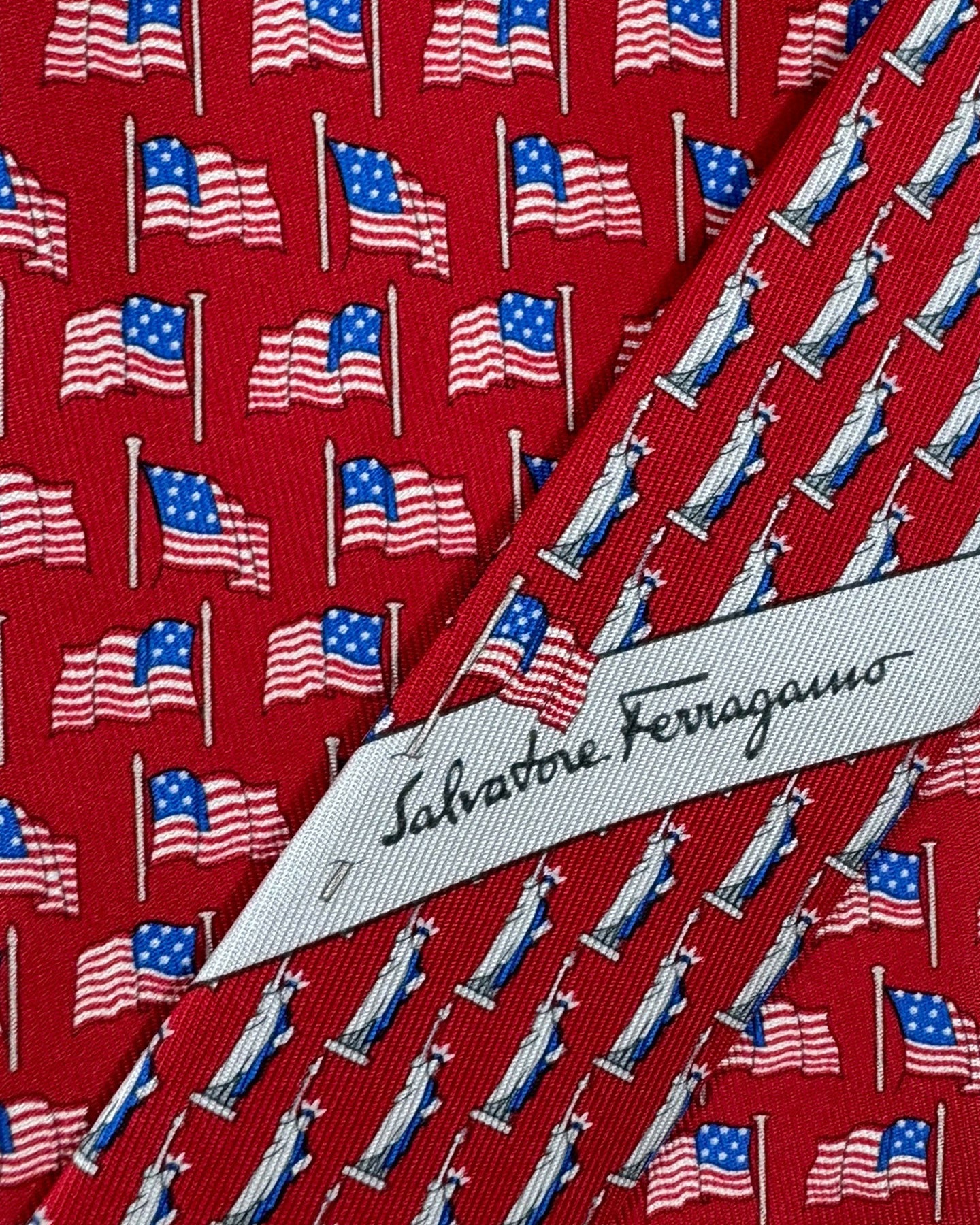 Salvatore Ferragamo Tie Red Flag Design