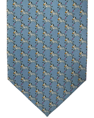 Salvatore Ferragamo Silk Tie Blue Zebra Design