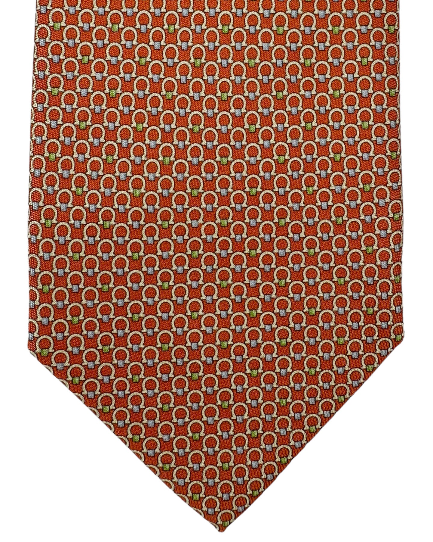 Salvatore Ferragamo Tie Orange Interlocking Gancini