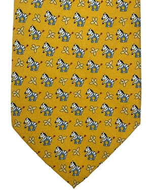 Salvatore Ferragamo Tie Yellow Gancini Zebra