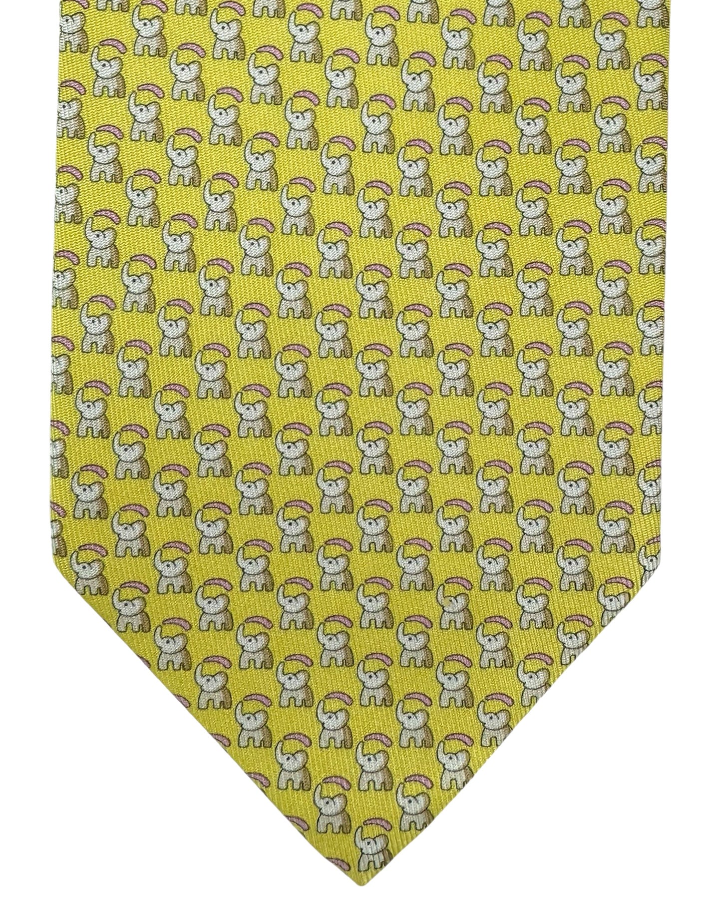 Salvatore Ferragamo Novelty Tie Yellow Elephant Design