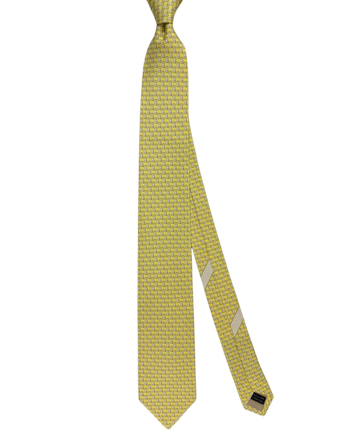 Salvatore Ferragamo Novelty Tie Yellow Elephant Design