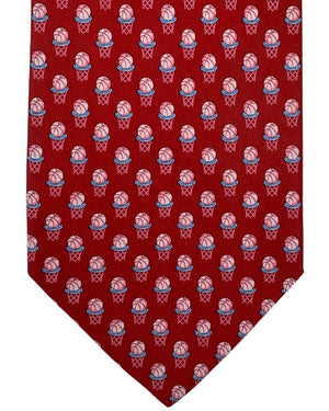 Salvatore Ferragamo Novelty Tie Red Basketball Design