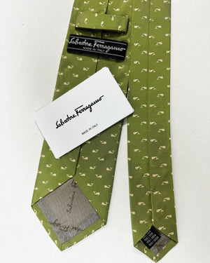 Salvatore Ferragamo Silk Tie Green Whale Sale