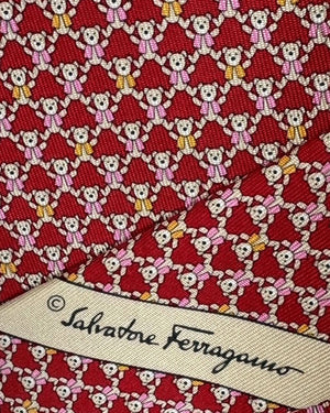 Salvatore Ferragamo Tie Red Cuddly Bear Design