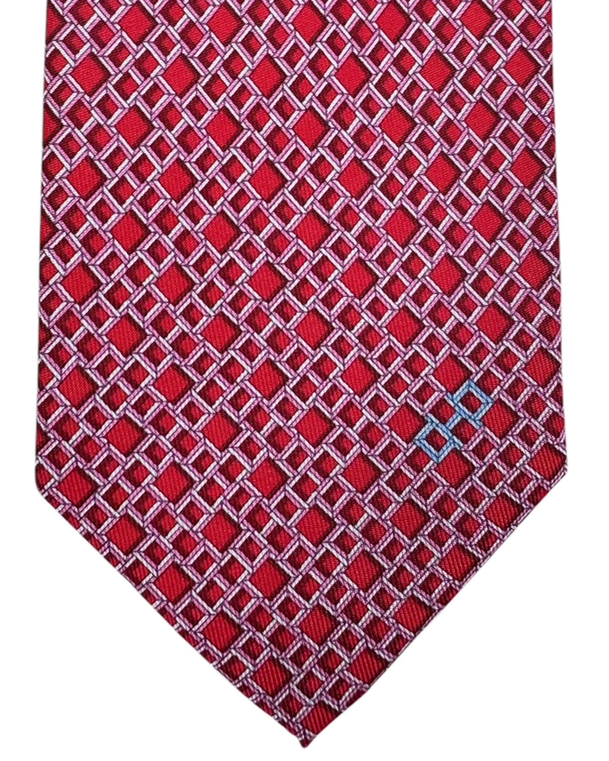 Salvatore Ferragamo Tie Red Pink Square Gancini