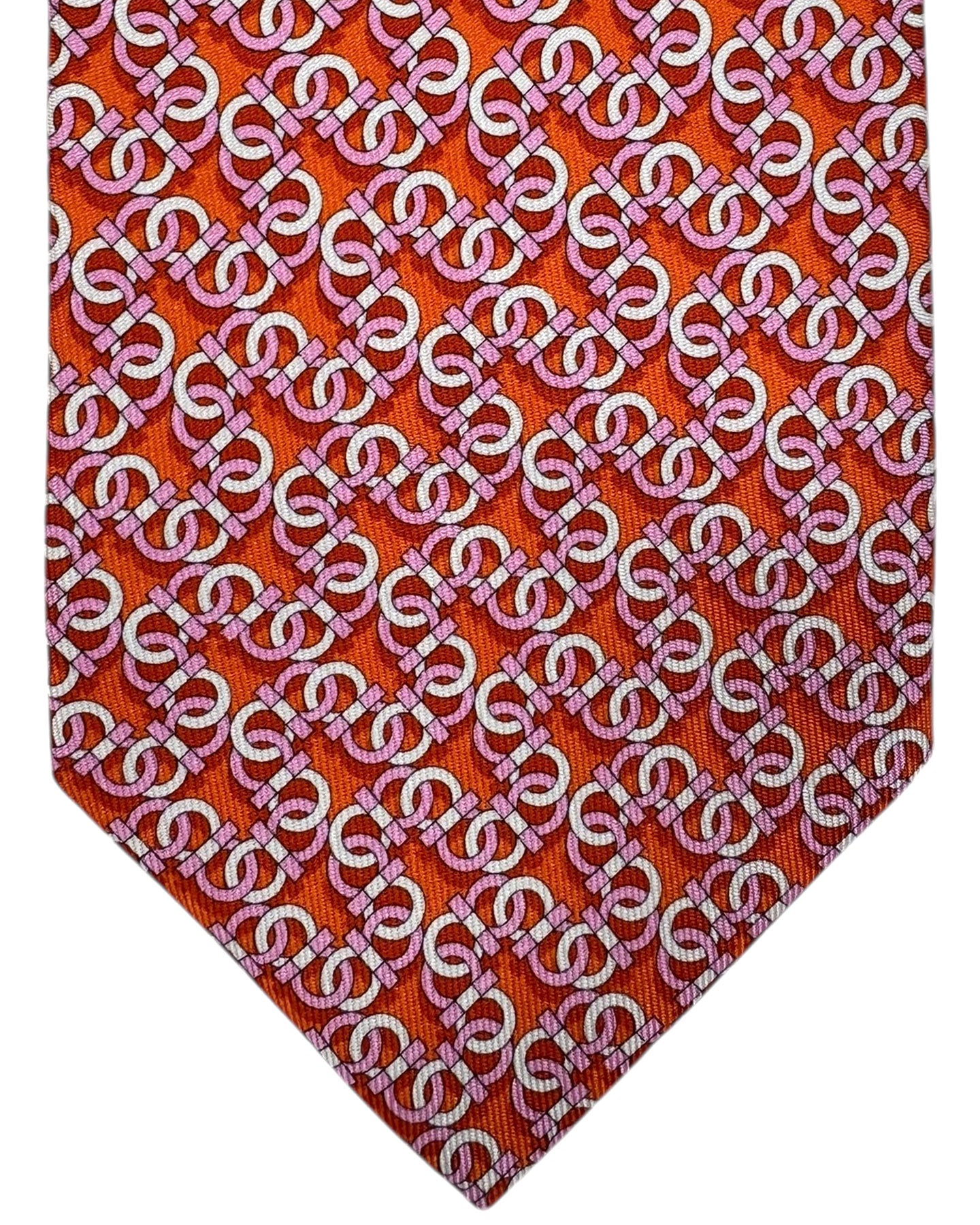 Salvatore Ferragamo Tie Orange Interlocking Gancini