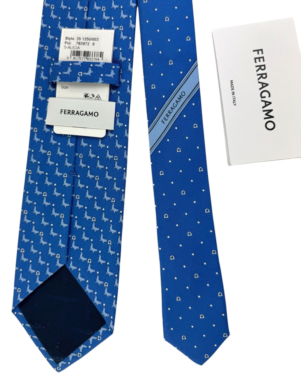 Salvatore Ferragamo Tie Navy Blue Seal & Gancini - Fall/ Winter 2025/ 2026 Collection