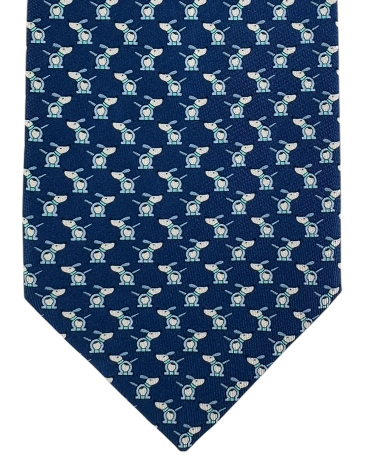 Salvatore Ferragamo Tie Midnight Blue Dog & Gancini