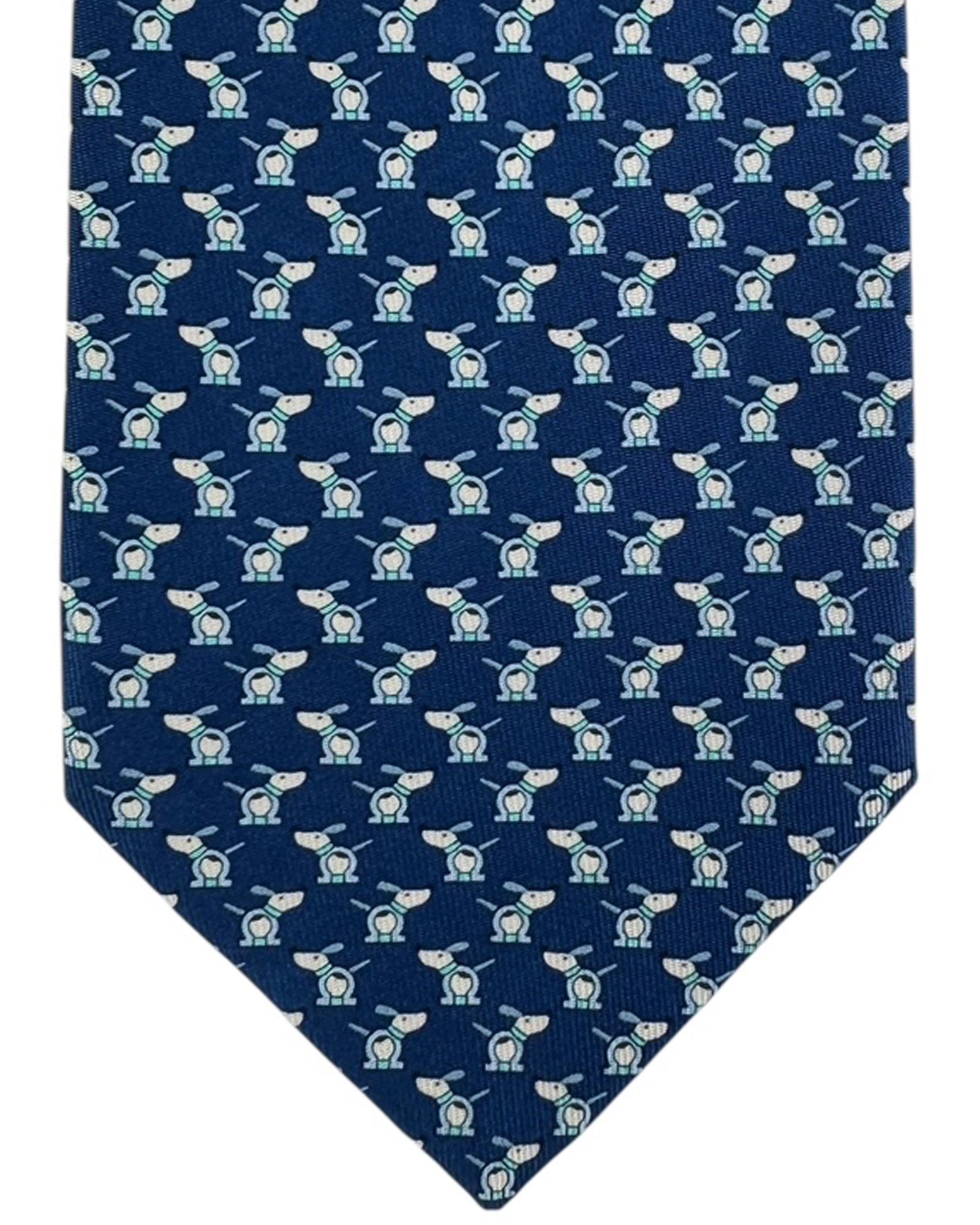Salvatore Ferragamo Tie Midnight Blue Dog & Gancini