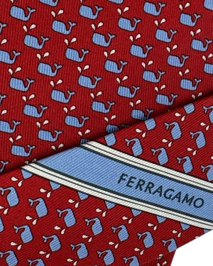 Ferragamo Tie Red Whale