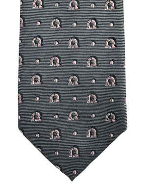 Salvatore Ferragamo Tie Gray Gancini - Narrow Cut