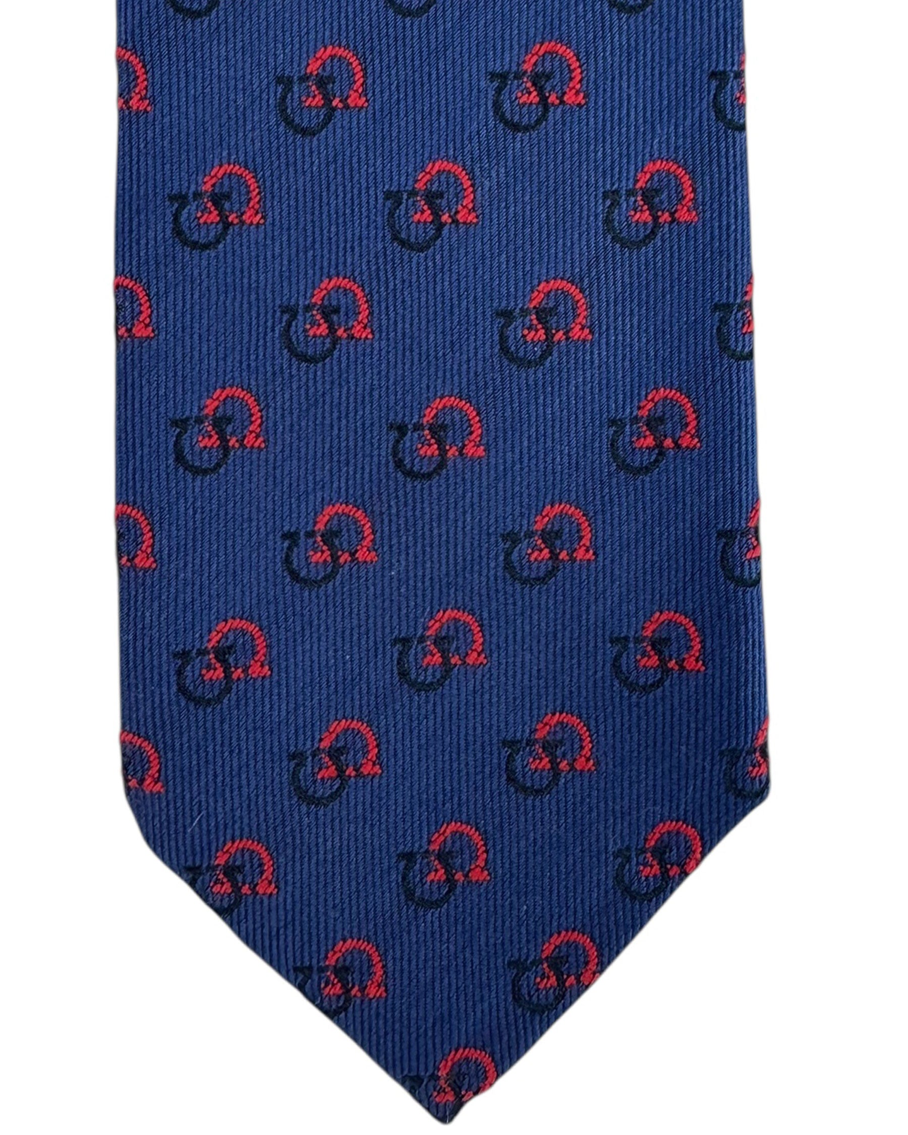 Authentic Salvatore Ferragamo tie, royal blue red Gancin