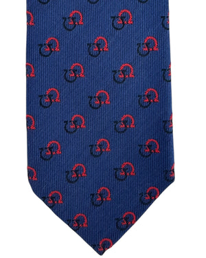 Authentic Salvatore Ferragamo tie, royal blue red Gancin