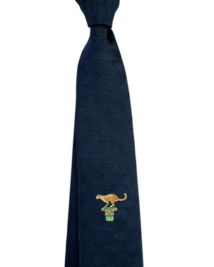 Salvatore Ferragamo Royal Blue Jaguar Design - Narrow Jacquard Silk Necktie SALE