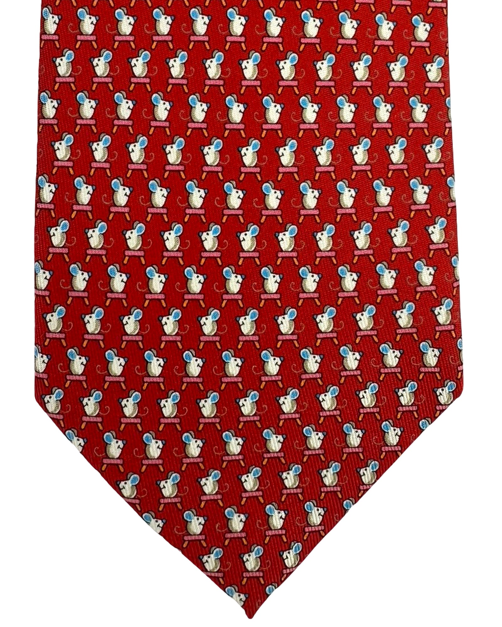 Ferragamo Silk Tie Red Mouse
