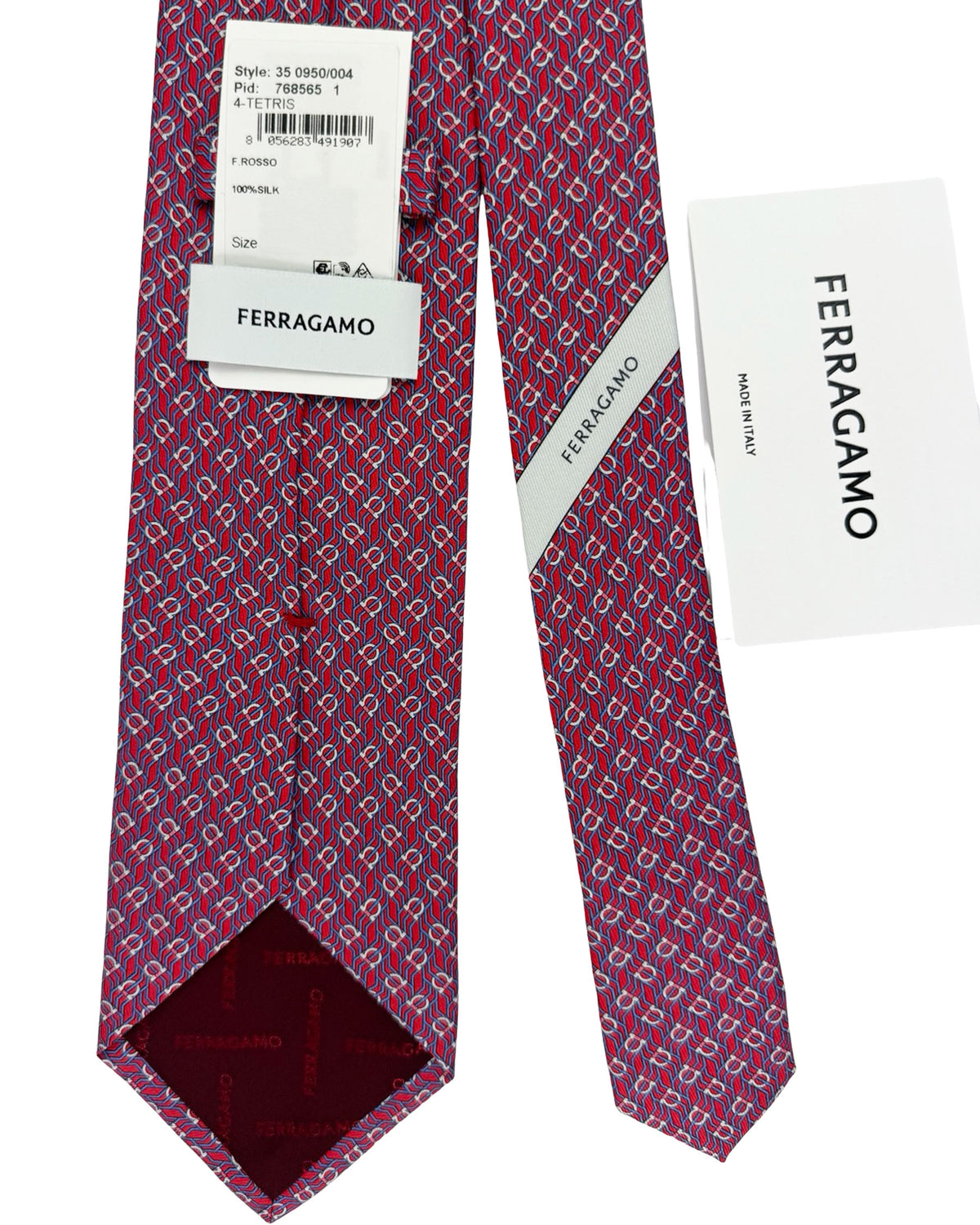 Salvatore Ferragamo Tie Red Gancini Tertris