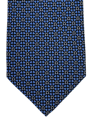 Salvatore Ferragamo Tie Navy Blue Gancini Design