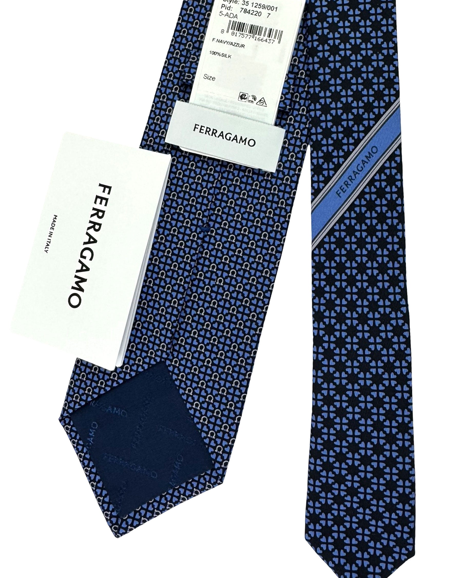 ネクタイ Salvatore Ferragamo Salvatore Ferragamo Tie Striped Gancini Midnight Blue - Tie Deals