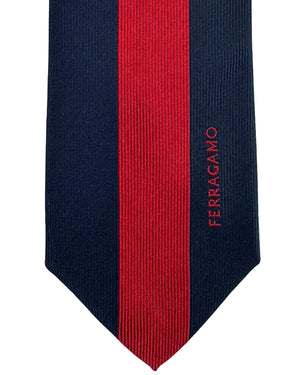 Salvatore Ferragamo Tie Red Stripe Logo Design SALE